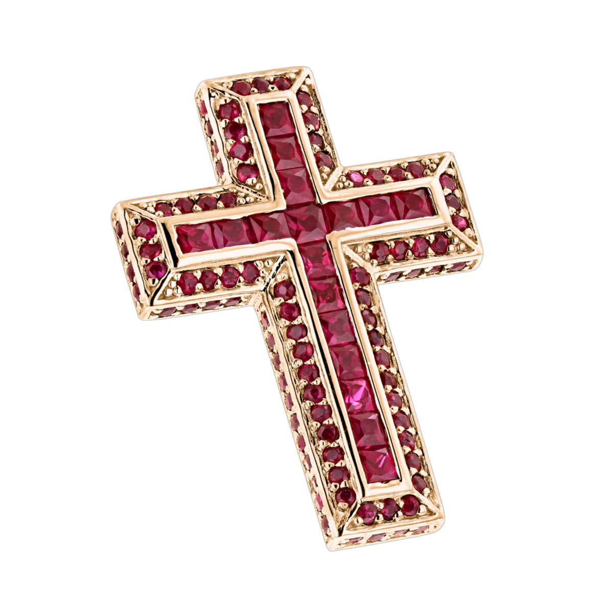 14K White Gold Ruby Cross Pendant Round Princess Cut 2.85ct By Luxurman 2 14K White Gold Ruby Cross Pendant Round Princess Cut 2.85ct By Luxurman - Image 2