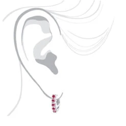 14K Yellow Gold Ruby Hoop Earrings 1/2 Inch 1 Carat Small Huggies -Luxurman 14k gold ruby hoop earrings 1 2 inch 1 carat small huggies body white 1