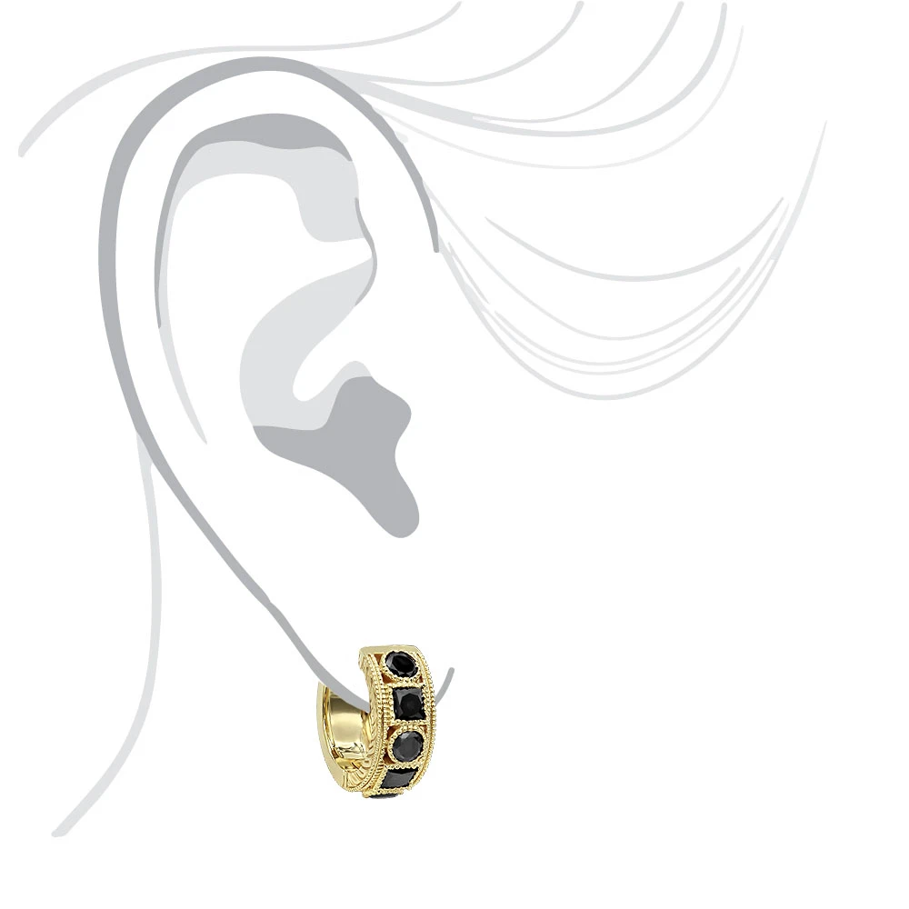 14K White Gold Single Men's Diamond Earring Unique Small Black Diamond Hoop 1.5ct 5 14K White Gold Single Men's Diamond Earring Unique Small Black Diamond Hoop 1.5ct - Image 5