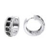14K White Gold Single Men's Diamond Earring Unique Small Black Diamond Hoop 1.5ct