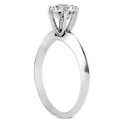 14K White Gold Six-Prong Solitaire Engagement Ring 0.50ct 3mm -Luxurman 14k gold six prong solitaire engagement ring 050ct p 23117 back white 20220426