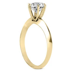 14K White Gold Six-Prong Solitaire Engagement Ring 0.50ct 3mm -Luxurman 14k gold six prong solitaire engagement ring 050ct p 23117 back yellow 20220426