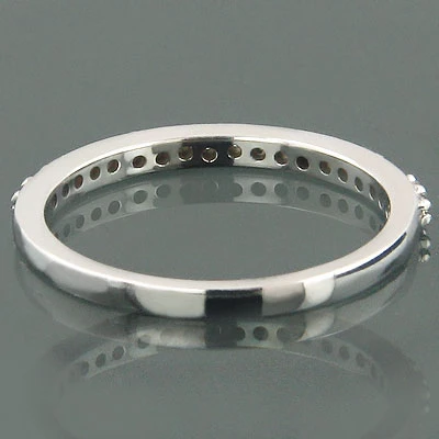 Ultra Thin 14K White Gold Slim 1 Row Round Diamond Wedding Band 0.23ct 2 Ultra Thin 14K White Gold Slim 1 Row Round Diamond Wedding Band 0.23ct - Image 2