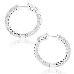 14K White Gold Small Inside Out Diamond Hoop Earrings For Women 2.7ct 1 Inch 9 14K White Gold Small Inside Out Diamond Hoop Earrings For Women 2.7ct 1 Inch -Luxurman 14k gold small inside out diamond hoop earrings 242ct p 6933 backwh
