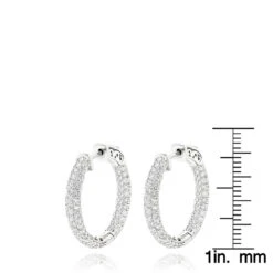 14K White Gold Small Inside Out Diamond Hoop Earrings For Women 2.7ct 1 Inch 11 14K White Gold Small Inside Out Diamond Hoop Earrings For Women 2.7ct 1 Inch -Luxurman 14k gold small inside out diamond hoop earrings 242ct p 6933 rulerwh