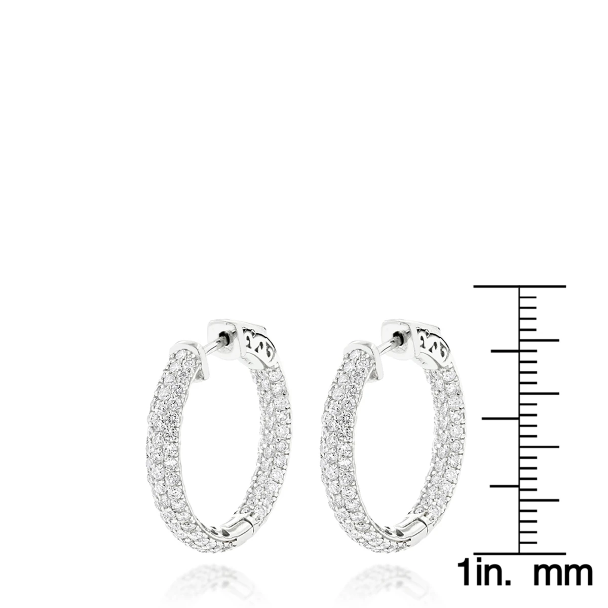 14K White Gold Small Inside Out Diamond Hoop Earrings For Women 2.7ct 1 Inch 6 14K White Gold Small Inside Out Diamond Hoop Earrings For Women 2.7ct 1 Inch - Image 6
