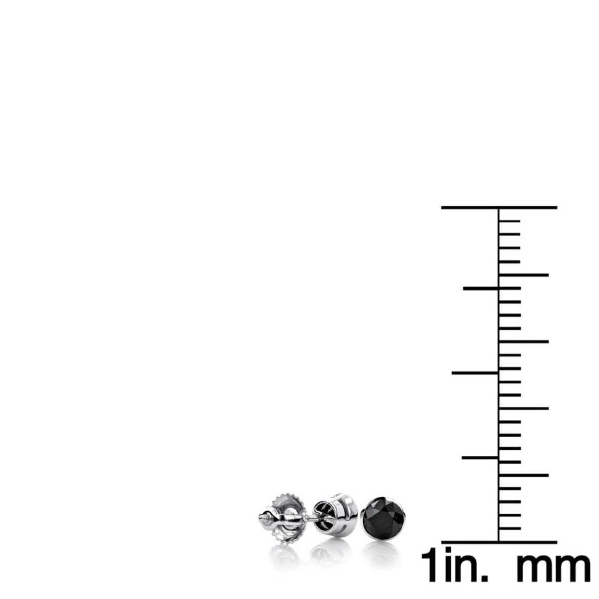 14K White Gold Solitaire Black Round Diamond Bezel Stud Earrings 0.25ct 3mm 5 14K White Gold Solitaire Black Round Diamond Bezel Stud Earrings 0.25ct 3mm - Image 5