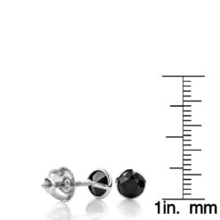 14K White Gold Solitaire Black Round Diamond Bezel Stud Earrings 1.5ct -Luxurman 14k gold solitaire black round diamond bezel stud earrings 15ct rulerwh