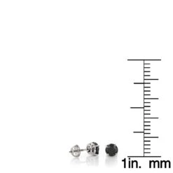 14K White Gold Solitaire Black Round Diamond Stud Earrings 0.25ct -Luxurman 14k gold solitaire black round diamond stud earrings 025ct rulerwh