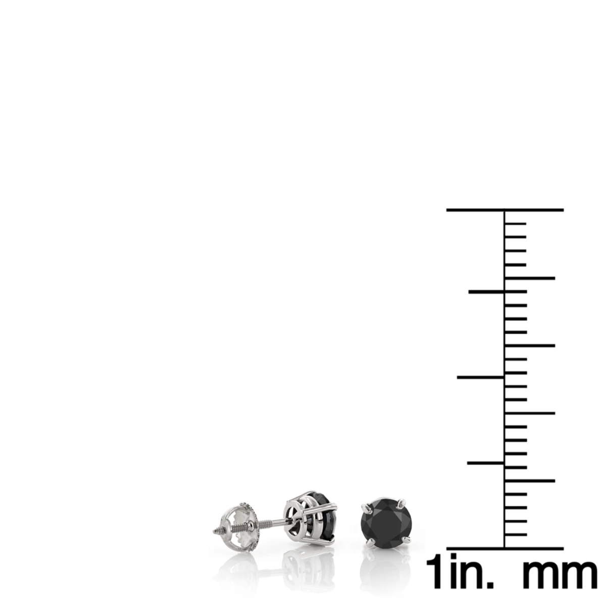14K White Gold Solitaire Black Round Diamond Stud Earrings 0.33ct 6 14K White Gold Solitaire Black Round Diamond Stud Earrings 0.33ct - Image 6