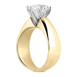 14K White Gold Solitaire Engagement Ring 0.50ct 6.95mm -Luxurman 14k gold solitaire engagement ring 050ct p 25061 back yellow 20220426
