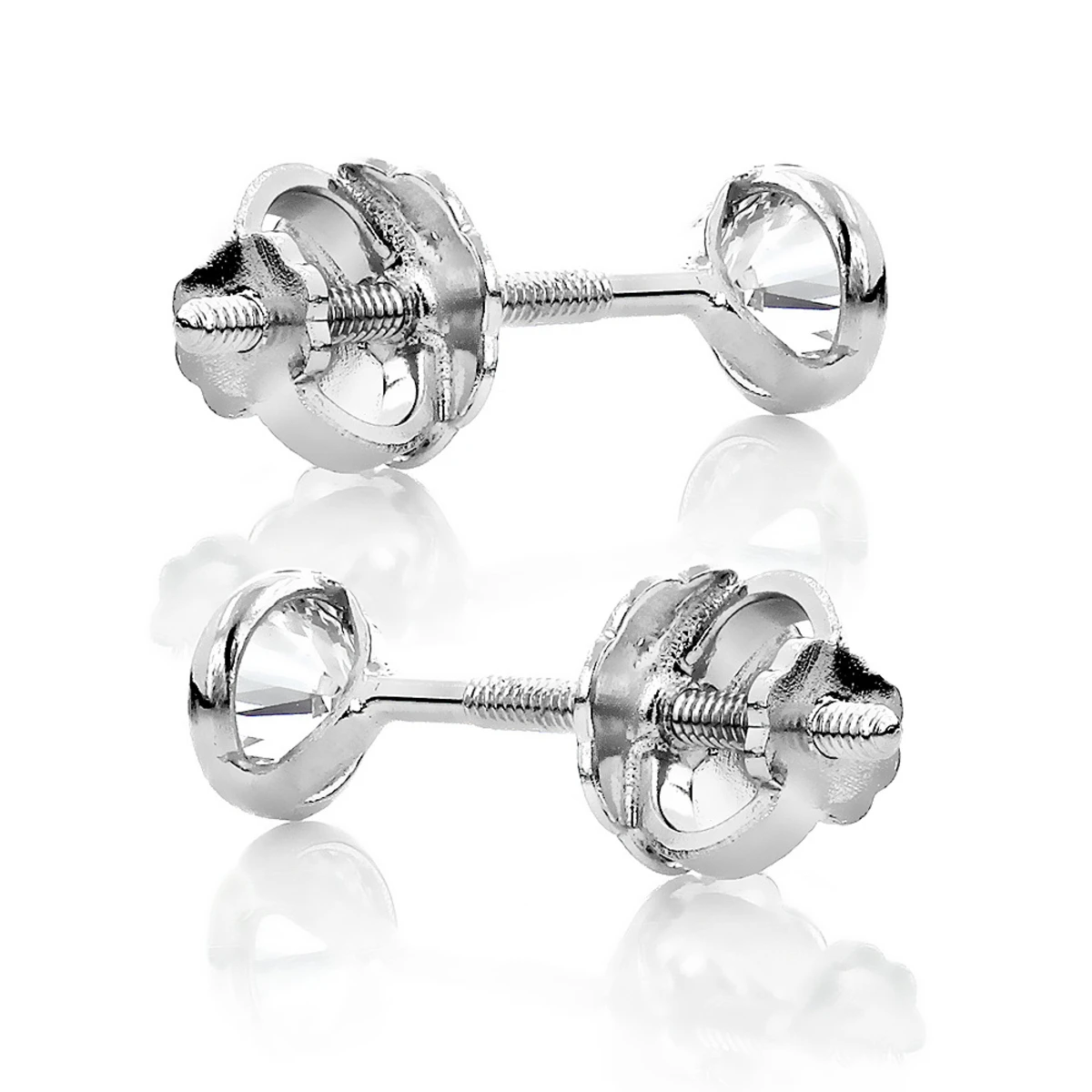 14K White Gold Solitaire Round Diamond Bezel Stud Earrings 0.75ct 4 14K White Gold Solitaire Round Diamond Bezel Stud Earrings 0.75ct - Image 4