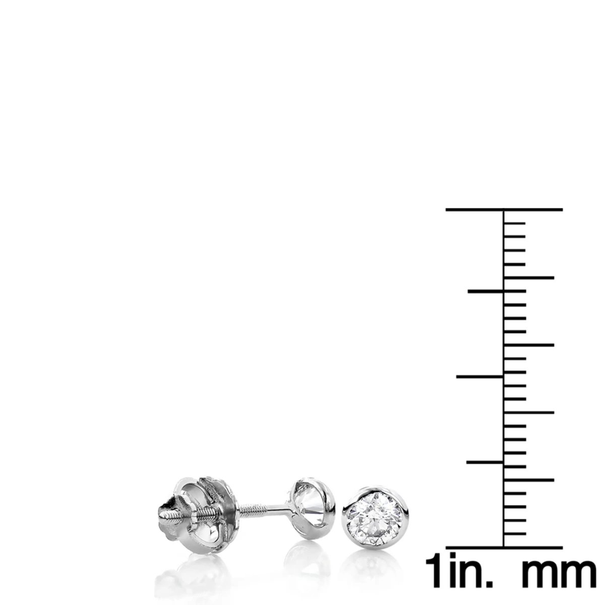 14K White Gold Solitaire Round Diamond Bezel Stud Earrings 0.75ct 6 14K White Gold Solitaire Round Diamond Bezel Stud Earrings 0.75ct - Image 6