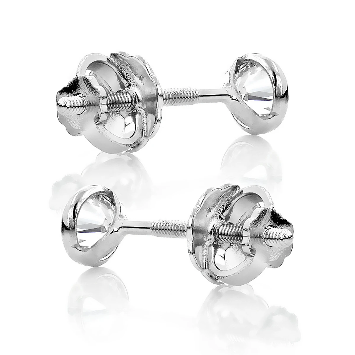 14K White Gold Solitaire Round Bezel Set Diamond Stud Earrings 1.5ct 6mm 4 14K White Gold Solitaire Round Bezel Set Diamond Stud Earrings 1.5ct 6mm - Image 4