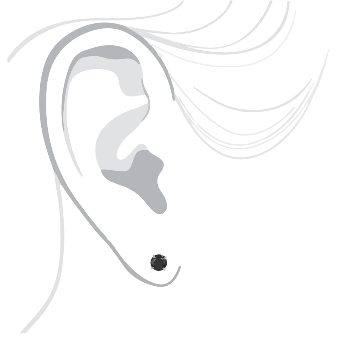 14K White Gold Stud Earrings With Prong Set Black Diamonds 1 Carat 5mm 5 14K White Gold Stud Earrings With Prong Set Black Diamonds 1 Carat 5mm - Image 5