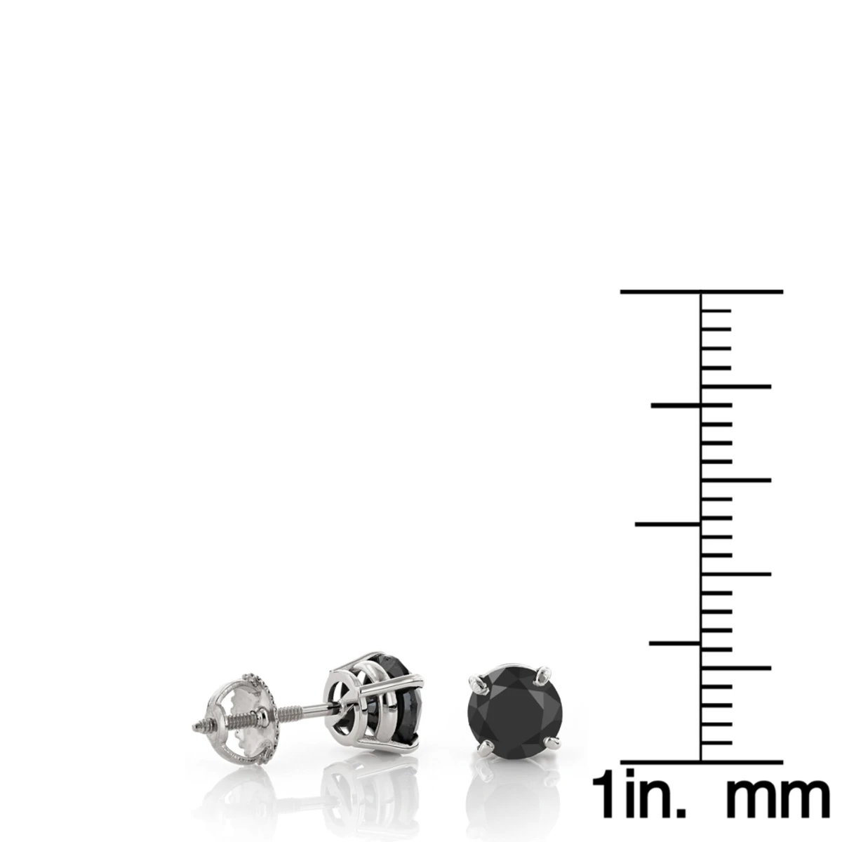 14K White Gold Stud Earrings With Prong Set Black Diamonds 1 Carat 5mm 6 14K White Gold Stud Earrings With Prong Set Black Diamonds 1 Carat 5mm - Image 6