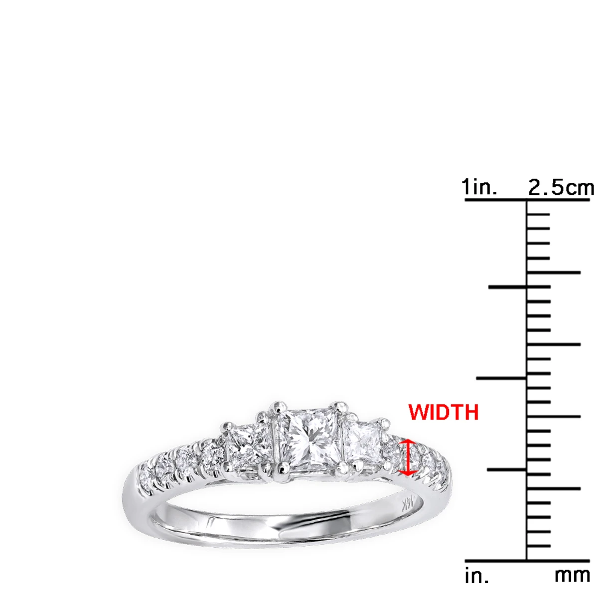 14K White Gold Three Stone Diamond Engagement Ring 1 Carat 6 14K White Gold Three Stone Diamond Engagement Ring 1 Carat - Image 6