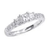 14K White Gold Three Stone Diamond Engagement Ring 1 Carat