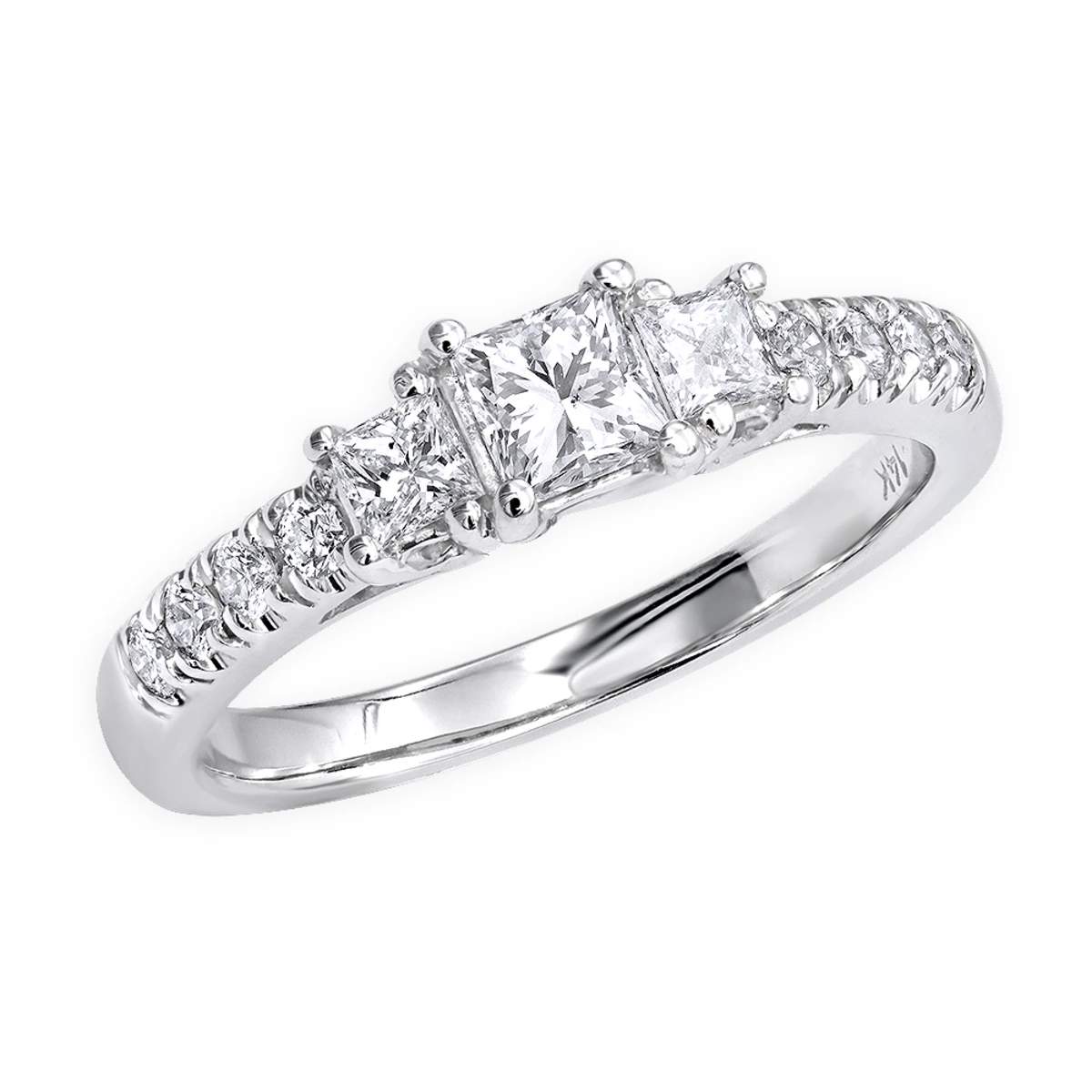 14K White Gold Three Stone Diamond Engagement Ring 1 Carat 1 14K White Gold Three Stone Diamond Engagement Ring 1 Carat