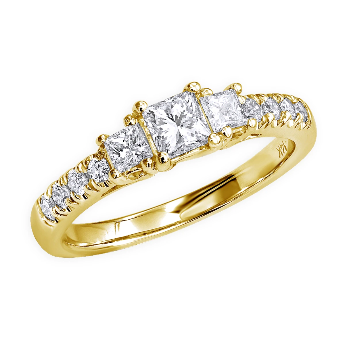 14K White Gold Three Stone Diamond Engagement Ring 1 Carat 2 14K White Gold Three Stone Diamond Engagement Ring 1 Carat - Image 2