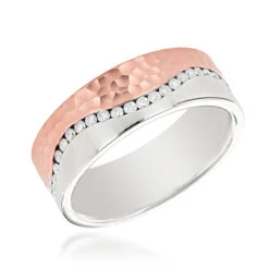 14K Yellow Gold Two Tone Men's Diamond Eternity Band Designer Ring By Luxurman -Luxurman 14k gold two tone mens diamond eternity band designer ring by luxurman ro