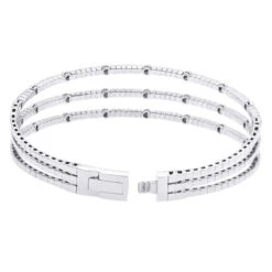 1.5 Carat Flexible Diamond Bangle Bracelet For Women Solid 14K Rose Gold 3 Row -Luxurman 14k gold unique 3 row flexible diamond bangle bracelet for ladies 15 carat 018338 back white