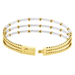 1.5 Carat Flexible Diamond Bangle Bracelet For Women Solid 14K Rose Gold 3 Row -Luxurman 14k gold unique 3 row flexible diamond bangle bracelet for ladies 15 carat 018338 back yellow