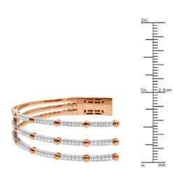 1.5 Carat Flexible Diamond Bangle Bracelet For Women Solid 14K Rose Gold 3 Row -Luxurman 14k gold unique 3 row flexible diamond bangle bracelet for ladies 15 carat 018338 ruler rose