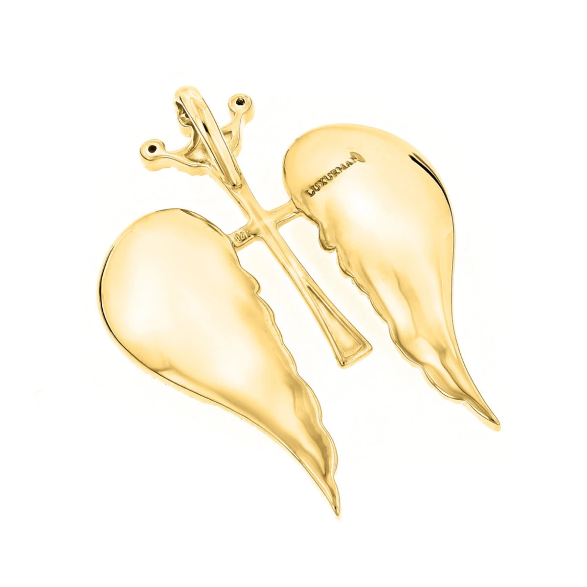 14K White/Yellow Gold Unique Angel Wings Diamond Cross Pendant With Crown 0.4ct 6 14K White/Yellow Gold Unique Angel Wings Diamond Cross Pendant With Crown 0.4ct - Image 6