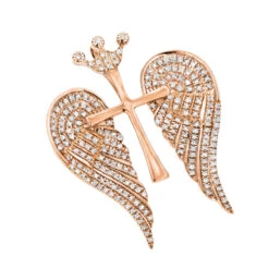 14K White/Yellow Gold Unique Angel Wings Diamond Cross Pendant With Crown 0.4ct 12 14K White/Yellow Gold Unique Angel Wings Diamond Cross Pendant With Crown 0.4ct -Luxurman 14k gold unique angel wings diamond cross pendant with crown 05ct ro 2