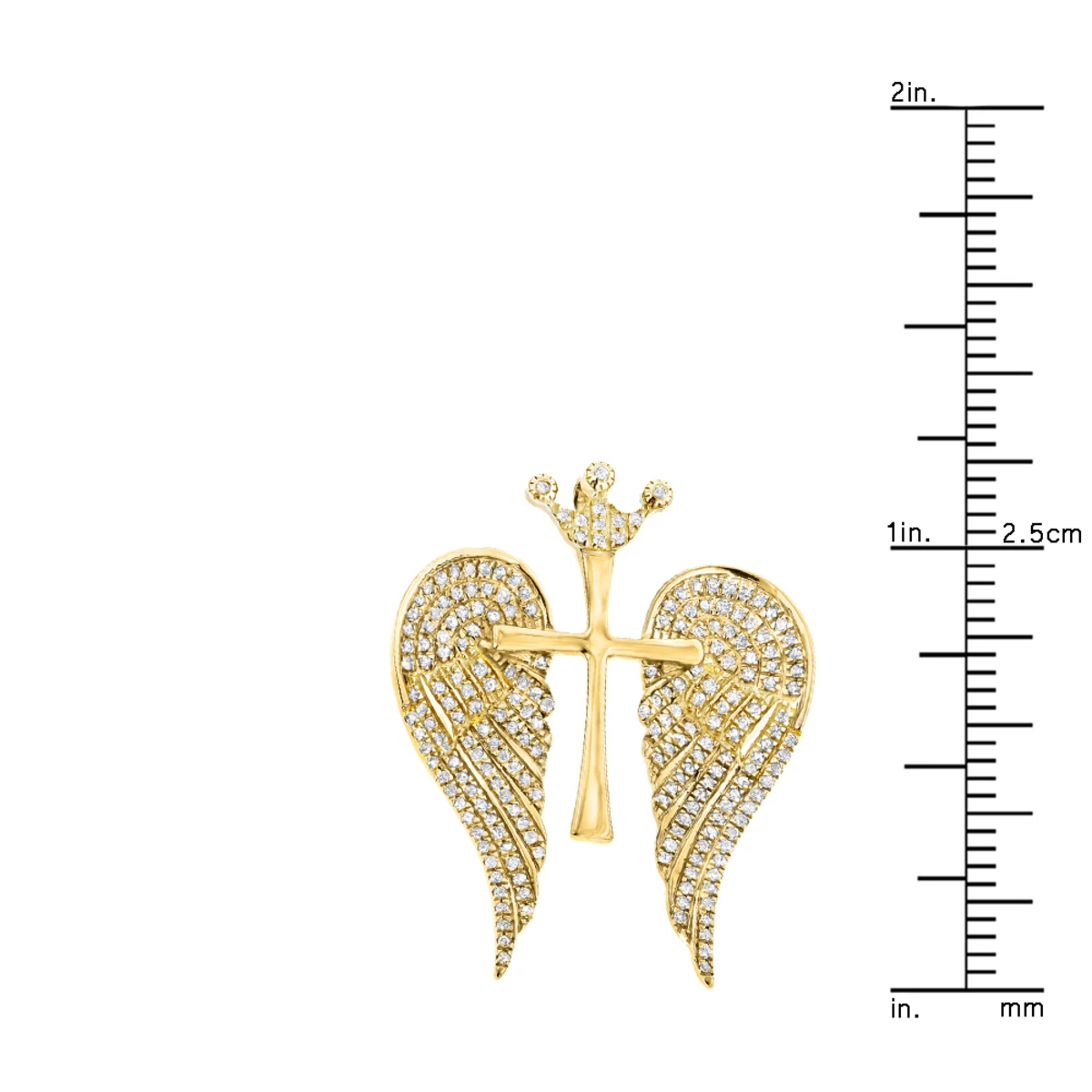 14K White/Yellow Gold Unique Angel Wings Diamond Cross Pendant With Crown 0.4ct 9 14K White/Yellow Gold Unique Angel Wings Diamond Cross Pendant With Crown 0.4ct - Image 9