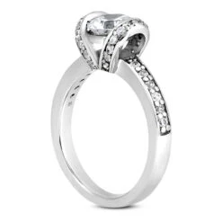 14K White Gold Unique Diamond Engagement Ring 0.85ct 2.3mm -Luxurman 14k gold unique diamond engagement ring 085ct p 23940 back white 20220426