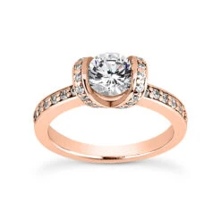 14K White Gold Unique Diamond Engagement Ring 0.85ct 2.3mm -Luxurman 14k gold unique diamond engagement ring 085ct p 23940 rose 20220426