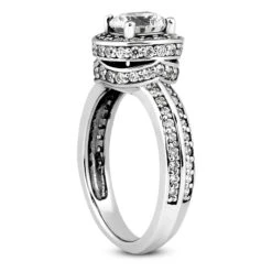 14K White Gold Unique Diamond Engagement Ring 1.01ct 3.3mm 12 14K White Gold Unique Diamond Engagement Ring 1.01ct 3.3mm -Luxurman 14k gold unique diamond engagement ring 101ct p 23856 back white 20220426