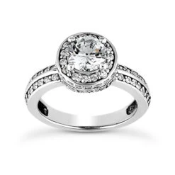 14K White Gold Unique Diamond Engagement Ring 1.01ct 3.3mm