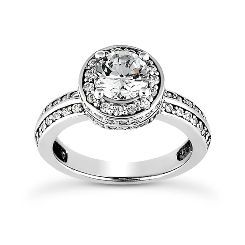 14K White Gold Unique Diamond Engagement Ring 1.01ct 3.3mm 1 14K White Gold Unique Diamond Engagement Ring 1.01ct 3.3mm