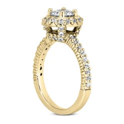 14K White Gold Unique Diamond Engagement Ring 1.19ct 2.5mm -Luxurman 14k gold unique diamond engagement ring 119ct p 23978 back yellow 20220426