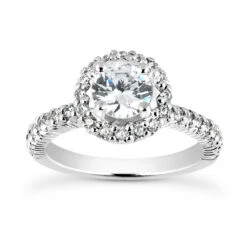 14K White Gold Unique Diamond Engagement Ring 1.19ct 2.5mm