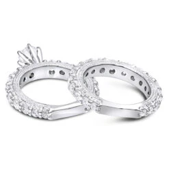 14K White Gold Unique Diamond Engagement Ring Set 4.17ct -Luxurman 14k gold unique diamond engagement ring set 417ct p 23521 backwh