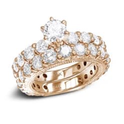 14K White Gold Unique Diamond Engagement Ring Set 4.17ct -Luxurman 14k gold unique diamond engagement ring set 417ct p 23521 ro