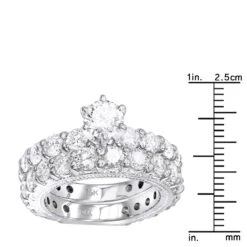 14K White Gold Unique Diamond Engagement Ring Set 4.17ct -Luxurman 14k gold unique diamond engagement ring set 417ct p 23521 rulerwh