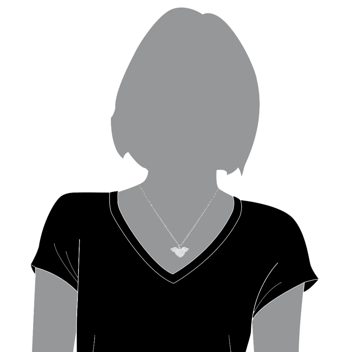 14K White Gold Unique Diamond Heart With Angels Wings Ladies Pendant 1ct 5 14K White Gold Unique Diamond Heart With Angels Wings Ladies Pendant 1ct - Image 5