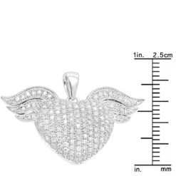 14K White Gold Unique Diamond Heart With Angels Wings Ladies Pendant 1ct 11 14K White Gold Unique Diamond Heart With Angels Wings Ladies Pendant 1ct -Luxurman 14k gold unique diamond heart with angels wings ladies pendant 1ct rulerwh