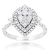 14K White Gold Unique Drop Design Pear Shape Diamond Cluster Ring For Women 1.3ct