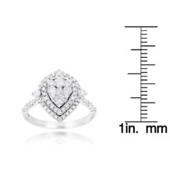 14K White Gold Unique Drop Design Pear Shape Diamond Cluster Ring For Women 1.3ct 7 14K White Gold Unique Drop Design Pear Shape Diamond Cluster Ring For Women 1.3ct -Luxurman 14k gold unique drop design pear shape diamond cluster ring for women 13ct ruler