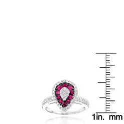 14K White Gold Unique Pear Shape Diamond And Ruby Women's Ring Drop Design 1tcw 9 14K White Gold Unique Pear Shape Diamond And Ruby Women's Ring Drop Design 1tcw -Luxurman 14k gold unique pear shape diamond and ruby womens ring drop design 1tcw rulerwh