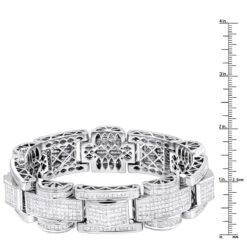 14K White Gold Unique Princess Cut Diamond Bracelet For Men 30ct Luxurman -Luxurman 14k gold unique princess cut diamond bracelet for men 30ct by luxurman rulerwh