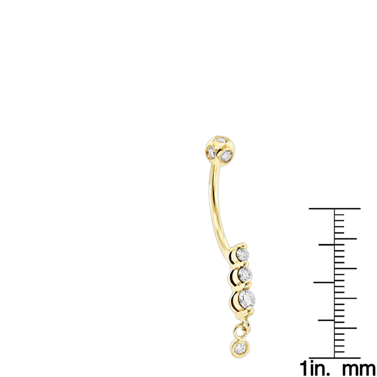 14K Yellow Gold Upscale Quality 0.41ct Diamond Belly Ring 5 14K Yellow Gold Upscale Quality 0.41ct Diamond Belly Ring - Image 5