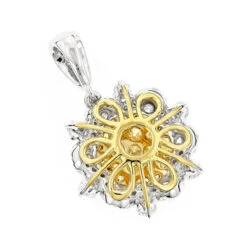14K White Gold White And Yellow Diamond Ladies Flower Pendant 2.3ct -Luxurman 14k gold white and yellow diamond ladies flower pendant 23ct backwh