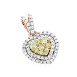 14K White Gold White And Yellow Diamonds Heart Pendant For Women 0.88ct -Luxurman 14k gold white and yellow diamonds heart pendant for women 088ct ro